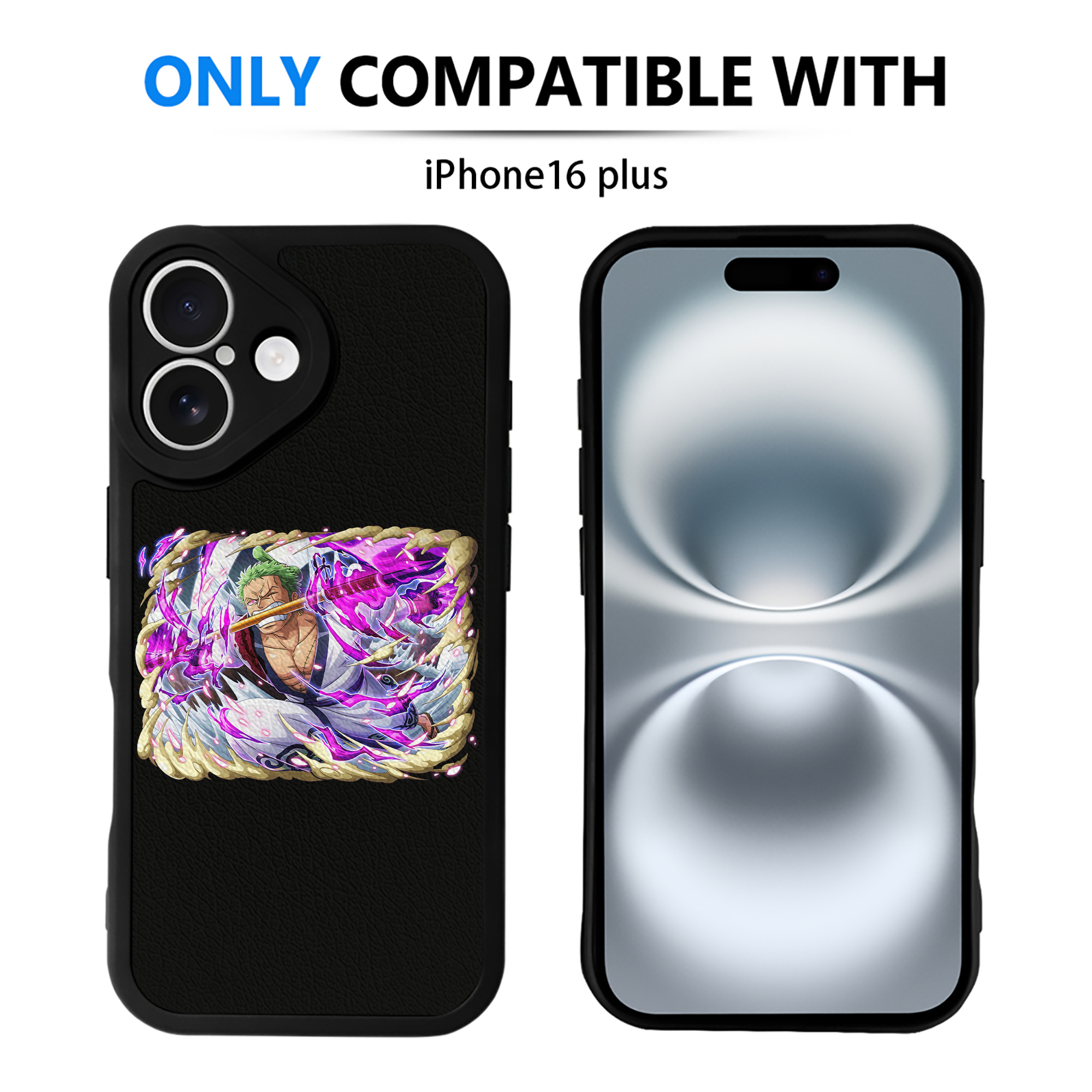 （画像用） ワンピース ロロノア・ゾロ ONE PIECE Roronoa Zoro 【iPhone 16シリーズ対応】シリコンスマホケース（レザー調） 材質：シリコン
